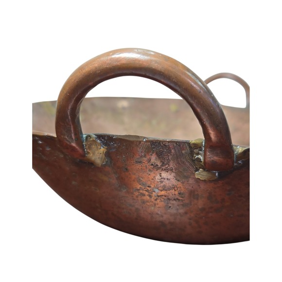 Antique Hand Hammered Copper Cauldron Pot Rustic Farmhouse Kitchen Decor - Picture 8 of 12